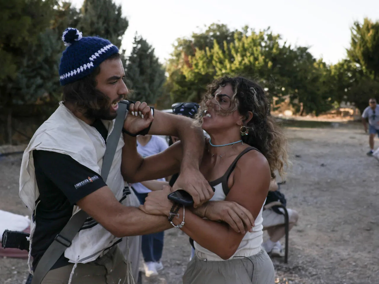 Israeli settlers confronting the Palestinian Christian Kisiya family on their land in Al-Makhrour, Bethlehem